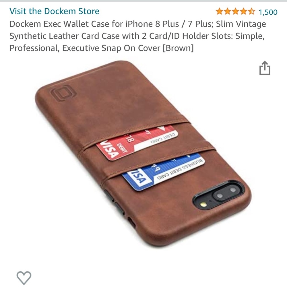 Dockem synthetic leather exec wallet case for iPhone 7plus/8plus